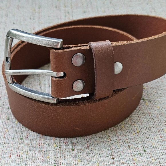 Men Belt Brown Genuine Leather Waistband Unisex Belt Pin Buckle Size 32 inches - Picture 11 of 12